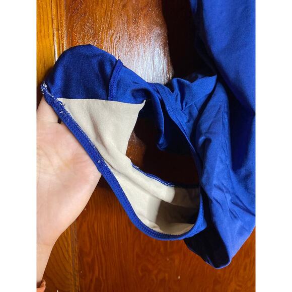 VINTAGE Blue Plaid Cobalt One Piece Swimsuit 8 Medium - Picture 3 of 7